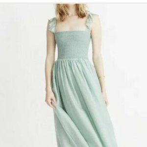 Madewell Mint Green Ruffle-Strap Smocked Dress